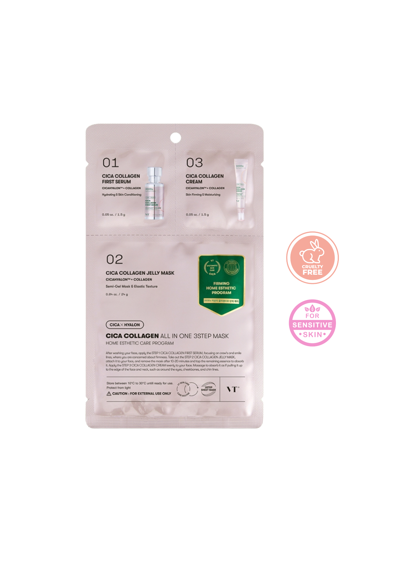 [05] VT - CICA COLLAGEN ALL IN ONE 3STEP MASK (1.5G+1.5G+25G)